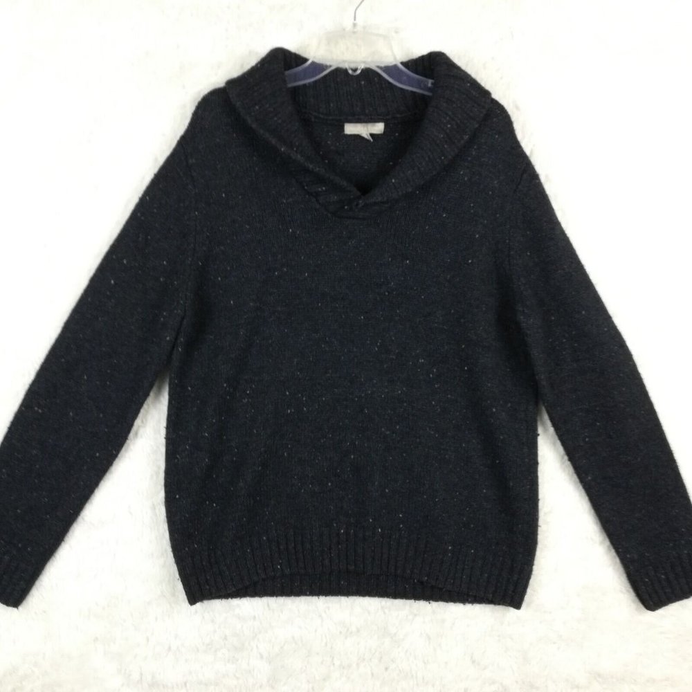 Grayson‎ & Dunn Mens Sweater Wool Blend Pullover Navy Elbow Patch Knit XL